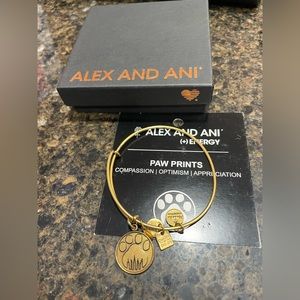 Gold Alex and Ani Paw Prints bracelet